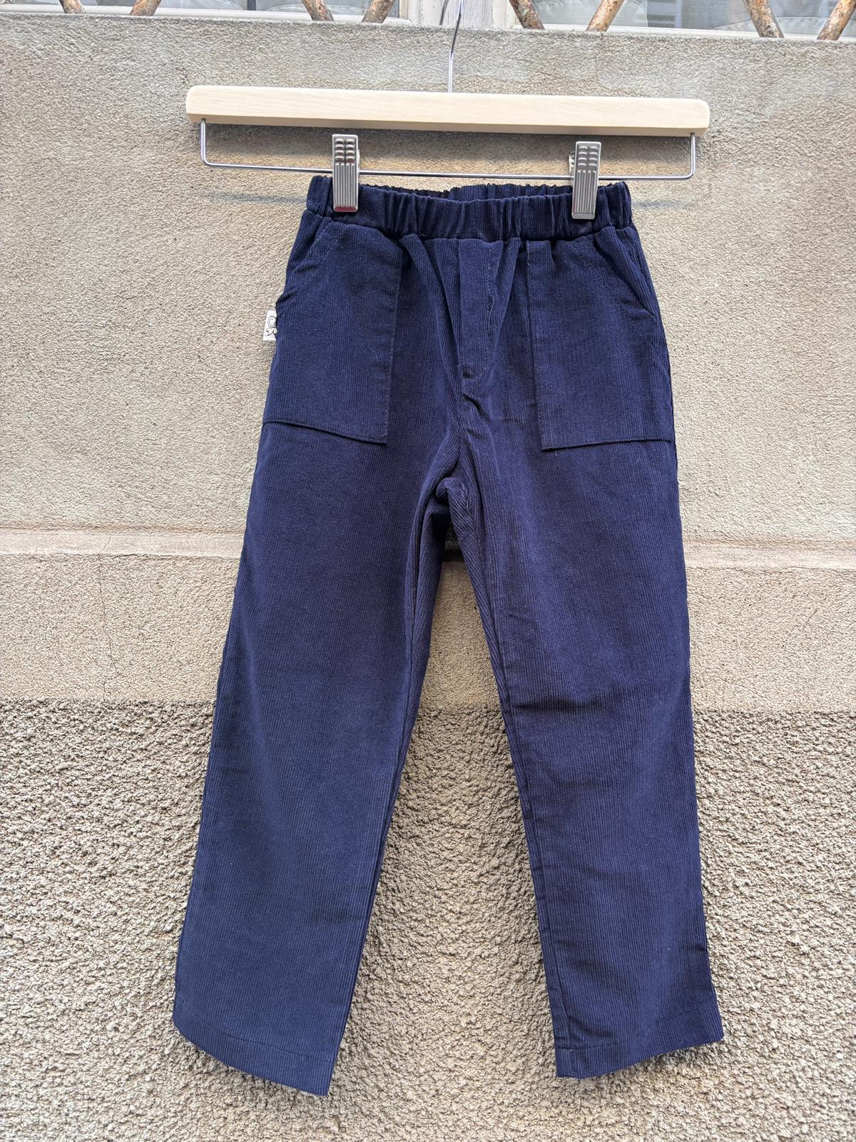 Pantalone NEW YORK blu micro coste velluto